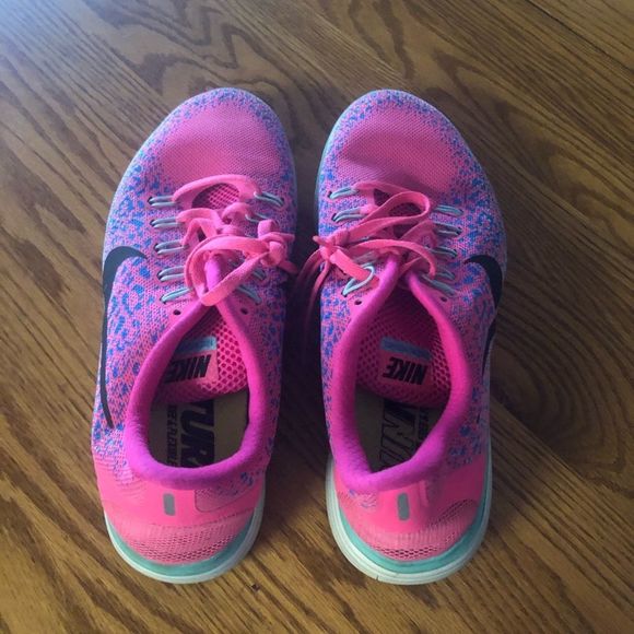 Nike hot pink & teal cheetah Run Natural distance running shoe size 10 - Picture 4 of 5